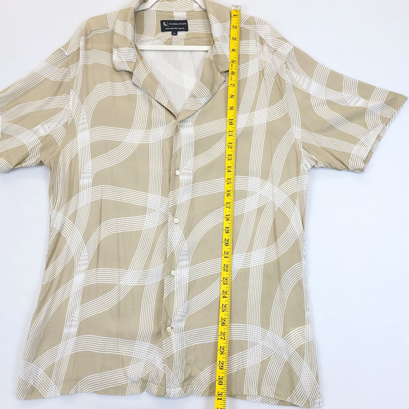 Tailored Athlete Button Up Shirt Curve Stripe Men XXL Tan White Short Sleeve - Picture 3 of 11